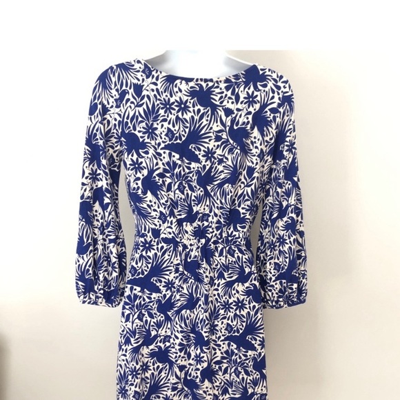 Boden bird print Lucie blue and white jersey tunic mini dress size 4 - Picture 2 of 8